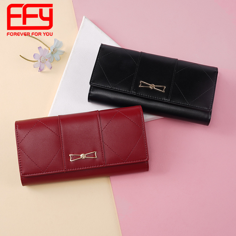 潮帮新款韩版大容量长款钱包女士 纯色时尚多卡位手拿包女-阿里巴巴