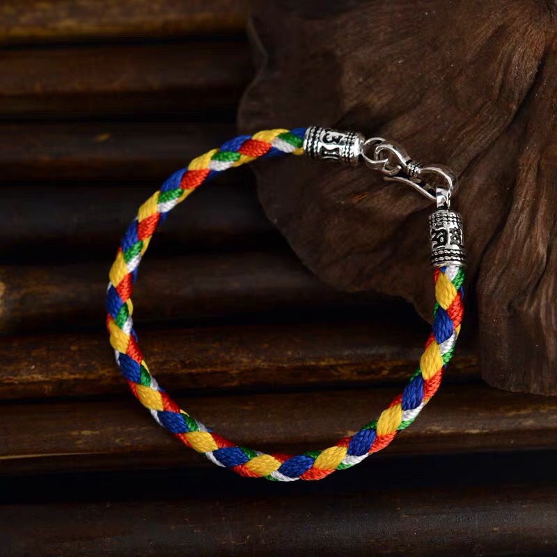 藏银扣子九乘迦叶金刚结手链尾扣头龙鳞绳s扣扣六字真言卡扣