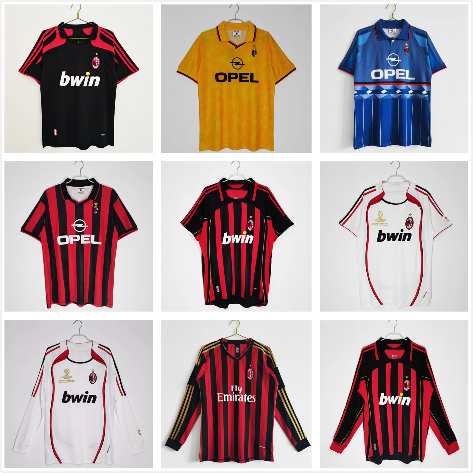 1995-16赛季ac米兰复古球衣主客场欧冠22号卡卡马尔蒂尼因扎吉足