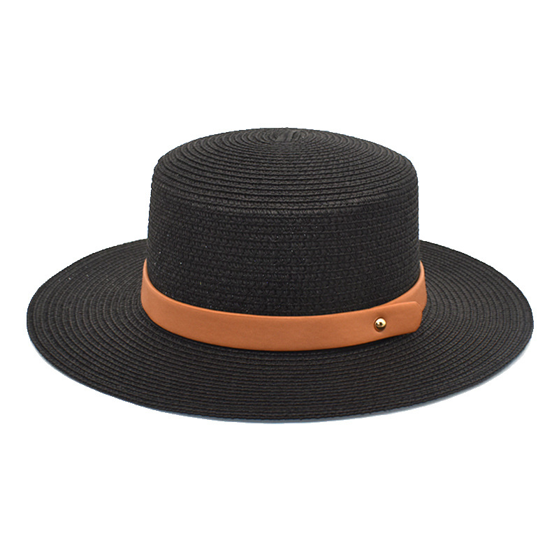 Korean Style Ins Summer New Flat Straw Hat Women's Casual Sun-Proof Hat Outdoor Men's Versatile Top Hat