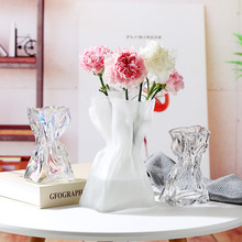 欧式ins风玻璃花瓶高级感创意插花器小花瓶客厅水培家居摆件批发