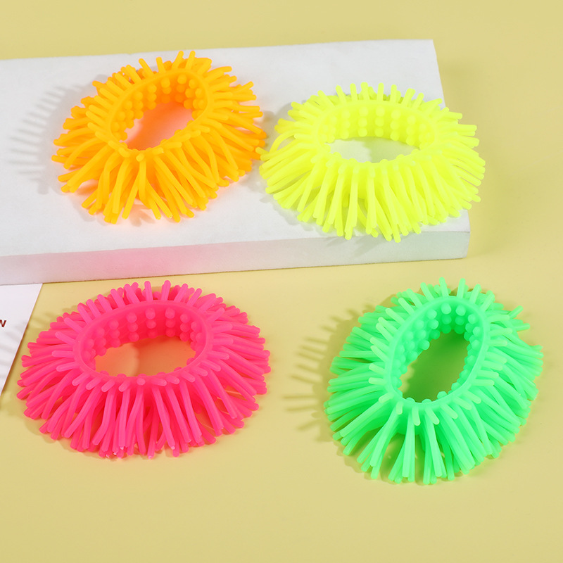 New Candy Color Tpr Creative High Elastic Bracelet Hairy Ball Promotional Gift Stall Children Vent Pressure Reduction Toy