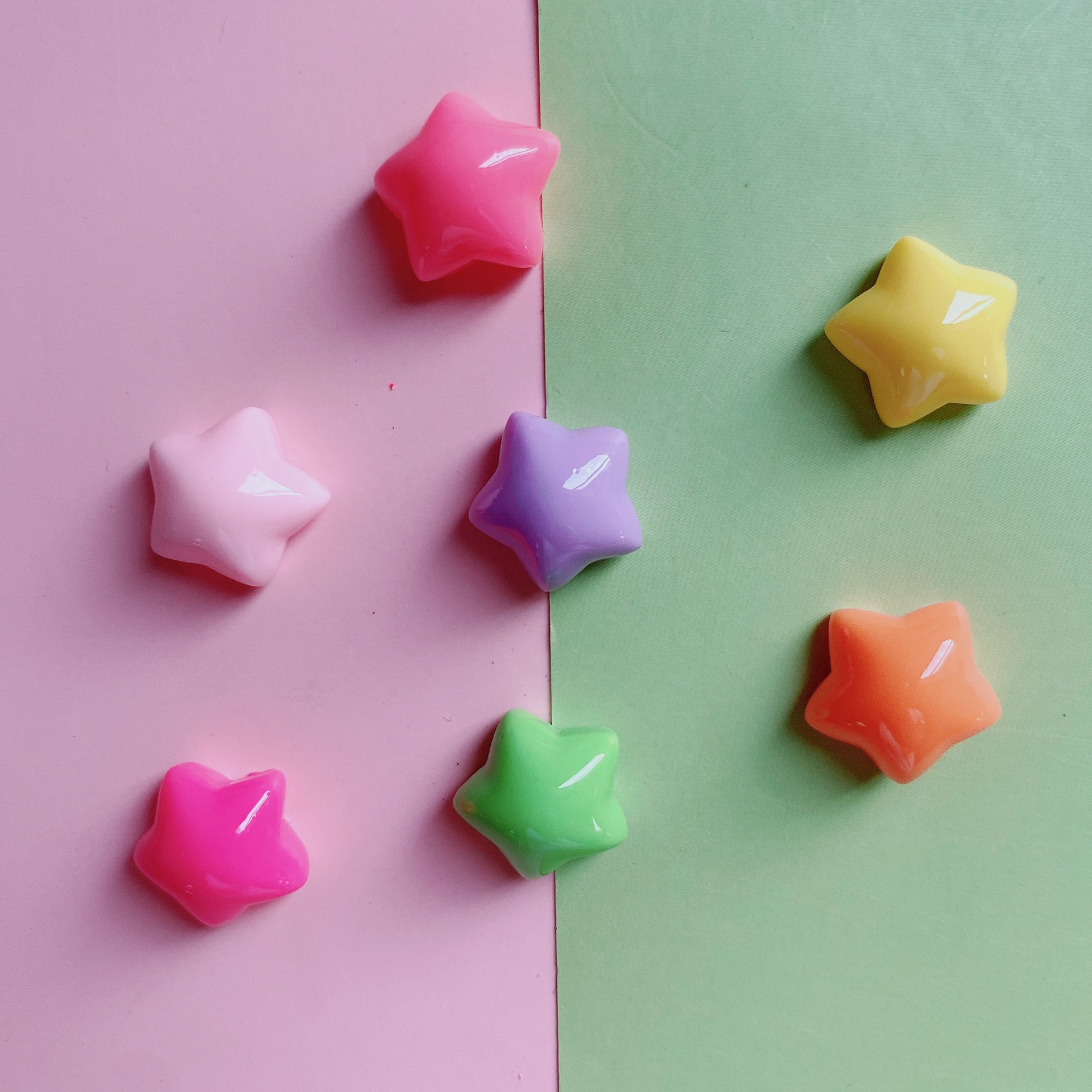 亮面糖果色可爱胖嘟嘟星星树脂五角星配件 diy自制发饰品手工材料