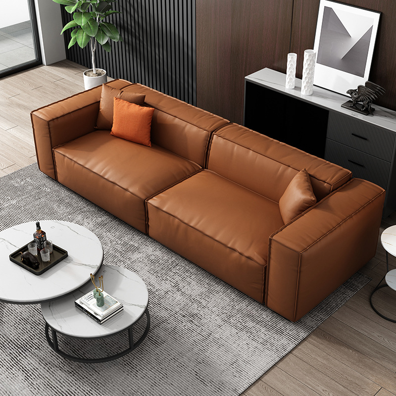 皮沙发头层牛皮现代简约客厅大户型轻奢三人位皮艺沙发办公沙发