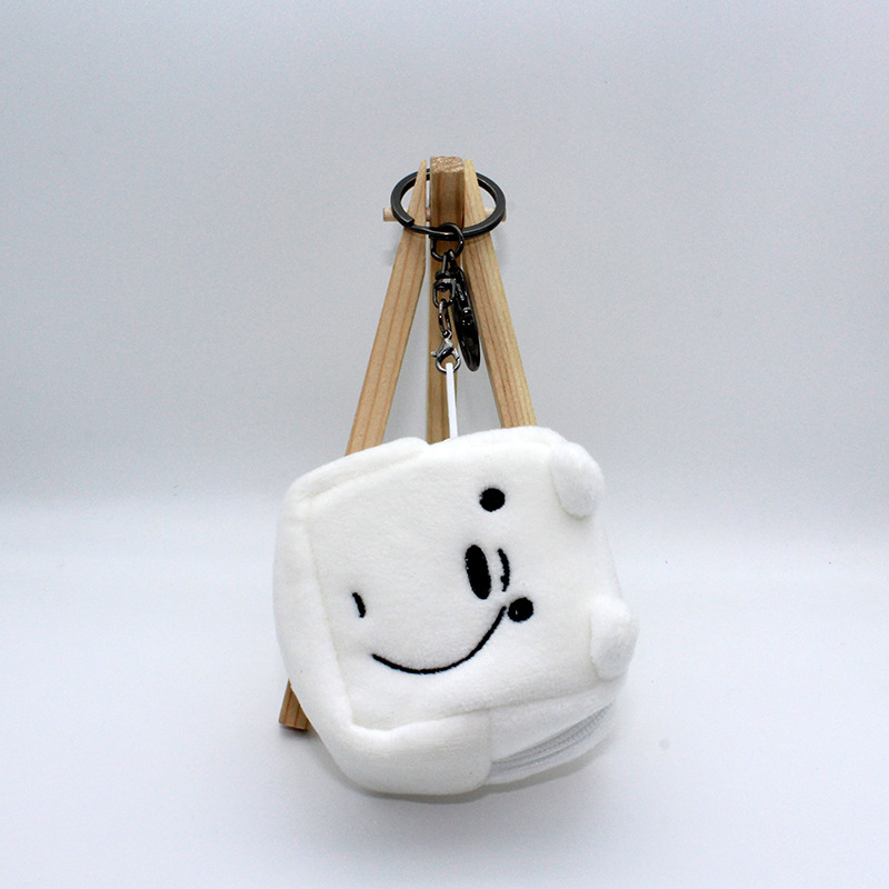 INS Cute Facial Expression Bag Toast Coin Purse Pendant Plush Doll Storage Bag Creative Small Earphone Bag Coin Purse