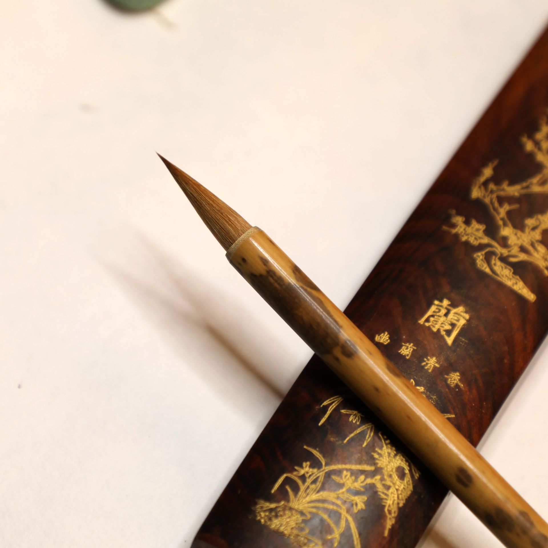 【唐韵】狼毫毛笔湘妃竹笔杆成人书法级作品纯狼毫中楷毛笔