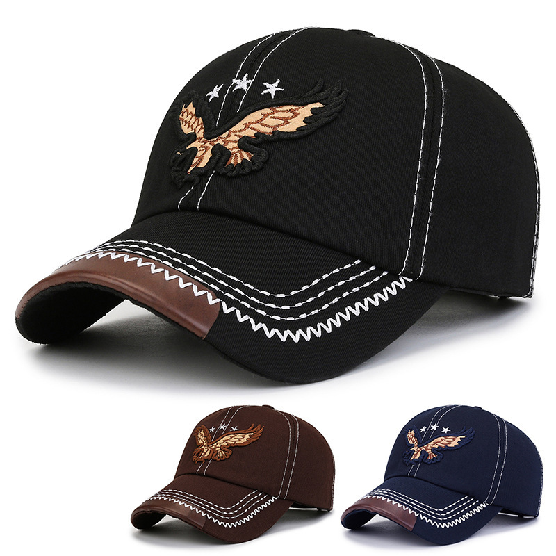 Men's Baseball Cap Simple Spring and Summer Personality Trend Korean Embroidery Eagle Hat Youth All-Matching Peaked Cap