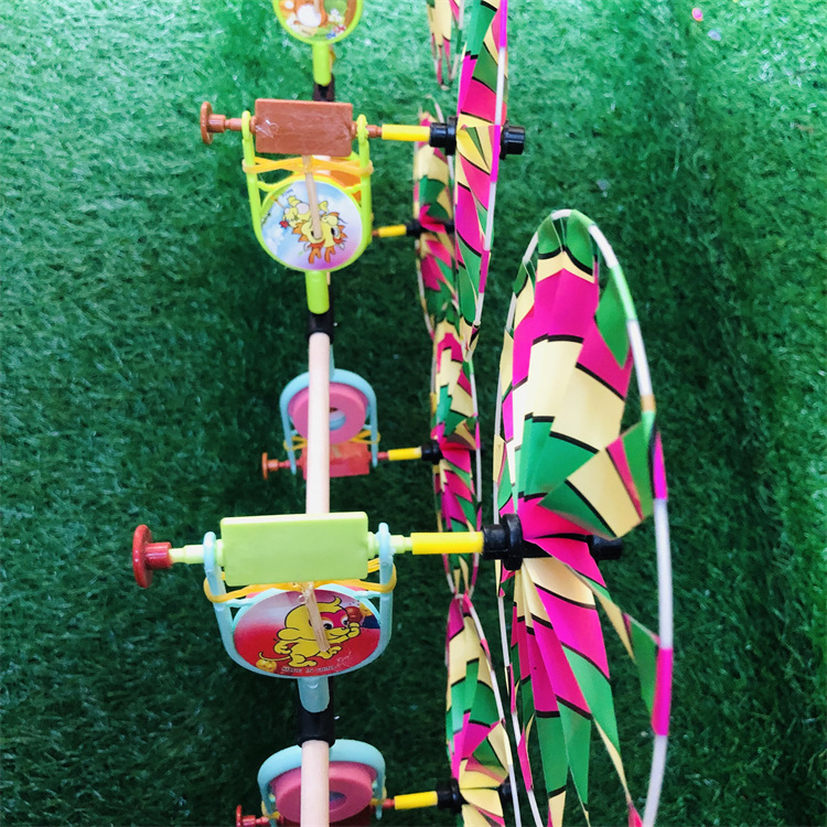 New Six-Wheel Traditional Windmill with Ringing Old Beijing Pull Bar Disc Windmill Outdoor Activities Children's Hand