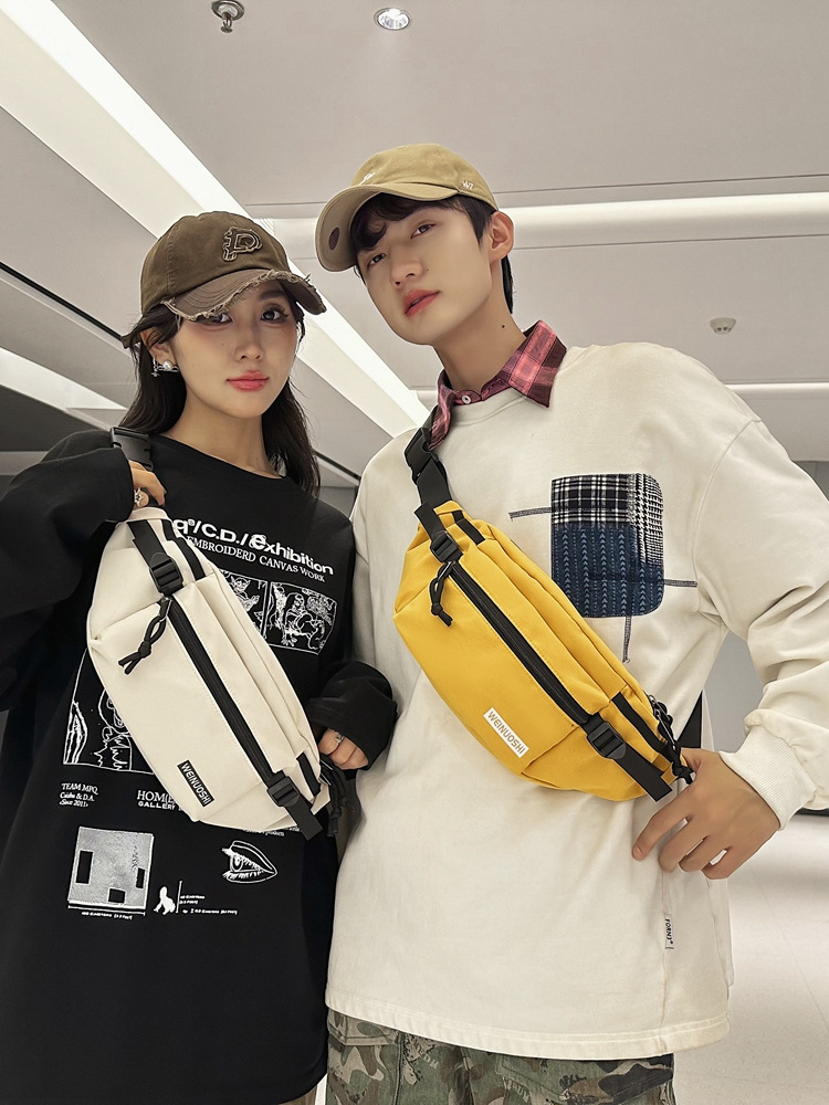 2024 korean style ins trendy japanese style harajuku new style outdoor chest bag oxford cloth simple all-match fashion men‘s and women‘s waist bag