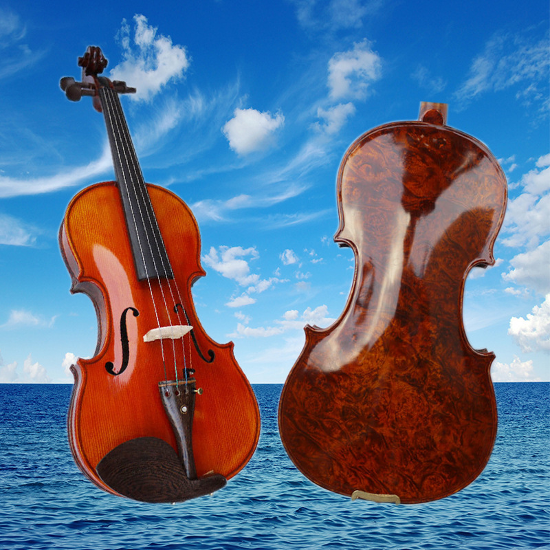 鸟眼枫木小提琴全实木高档演奏考级手工小提琴专业级小提琴包邮