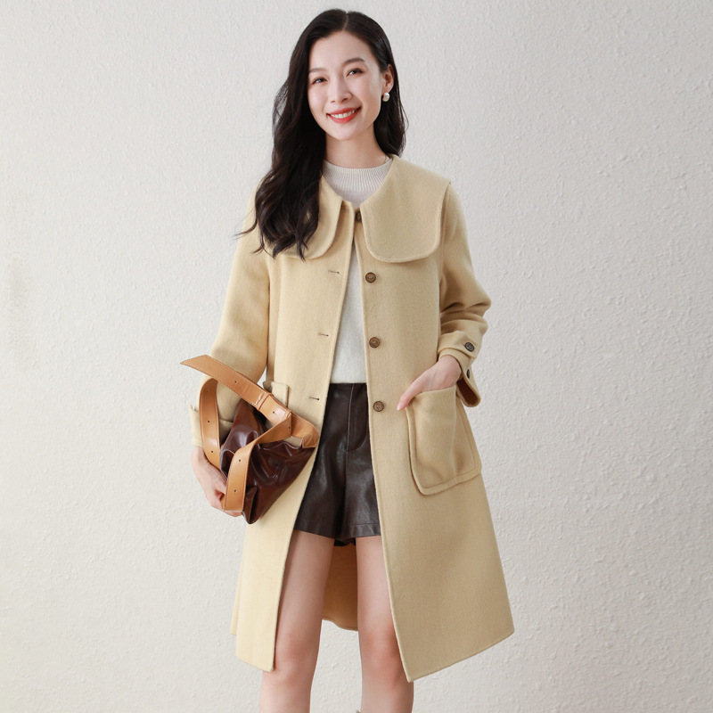女式毛呢外套2024秋冬新款女装时尚翻领气质舒适羊毛呢大衣 a5552