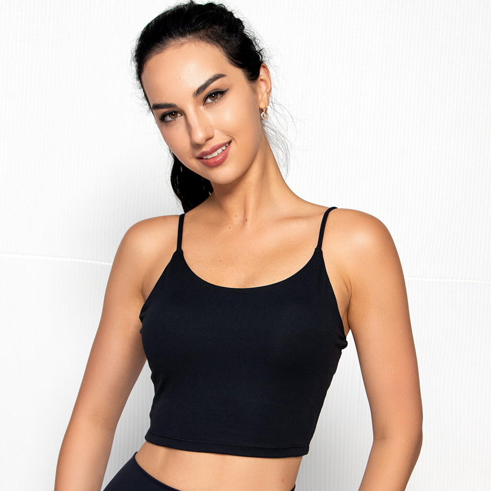 新款细带瑜伽背心带胸垫女lulu无痕内衣健身文胸裸感运动美背吊带