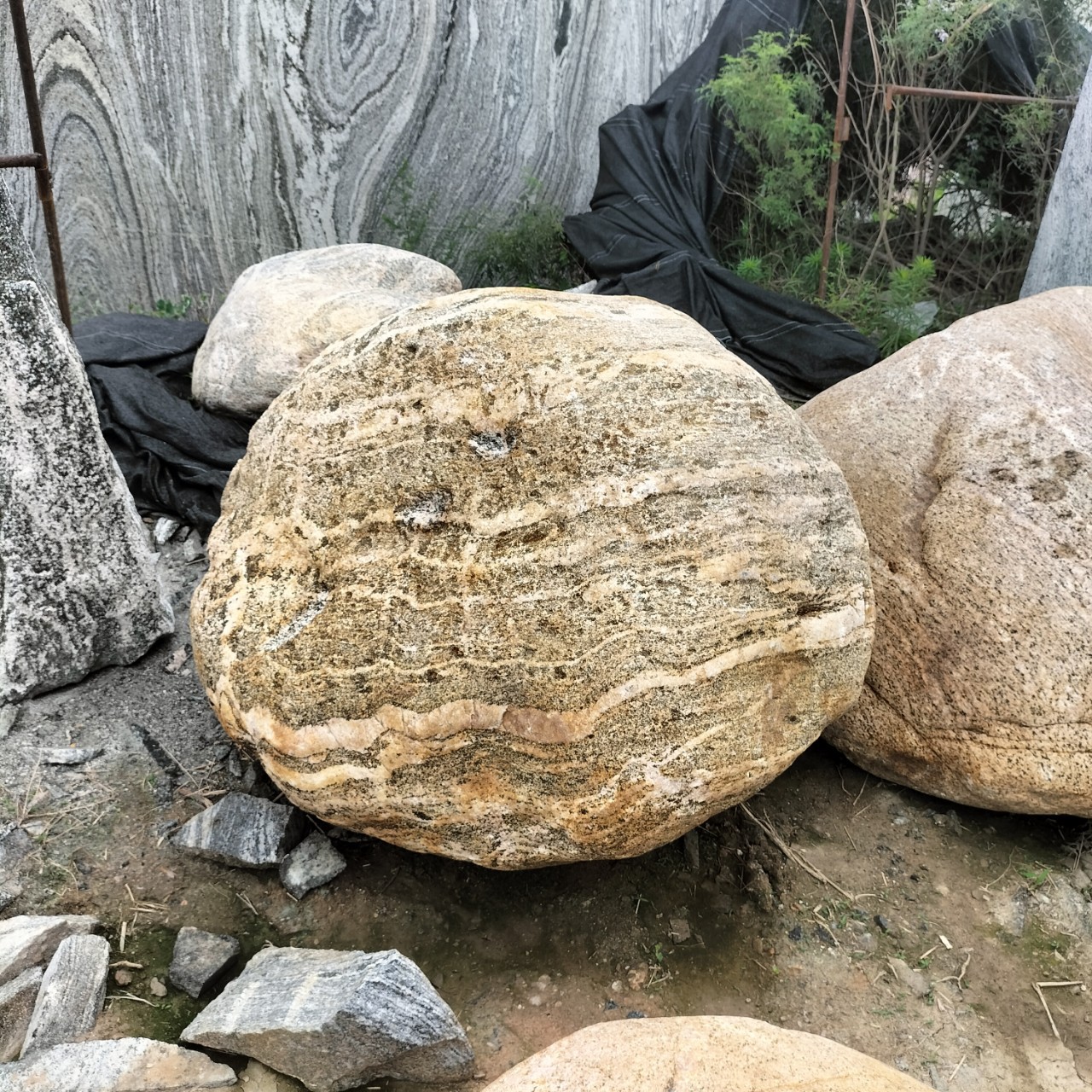 天然景观石水冲石草坪石鹅卵石假山石千层石奇石大小块刻字石公园