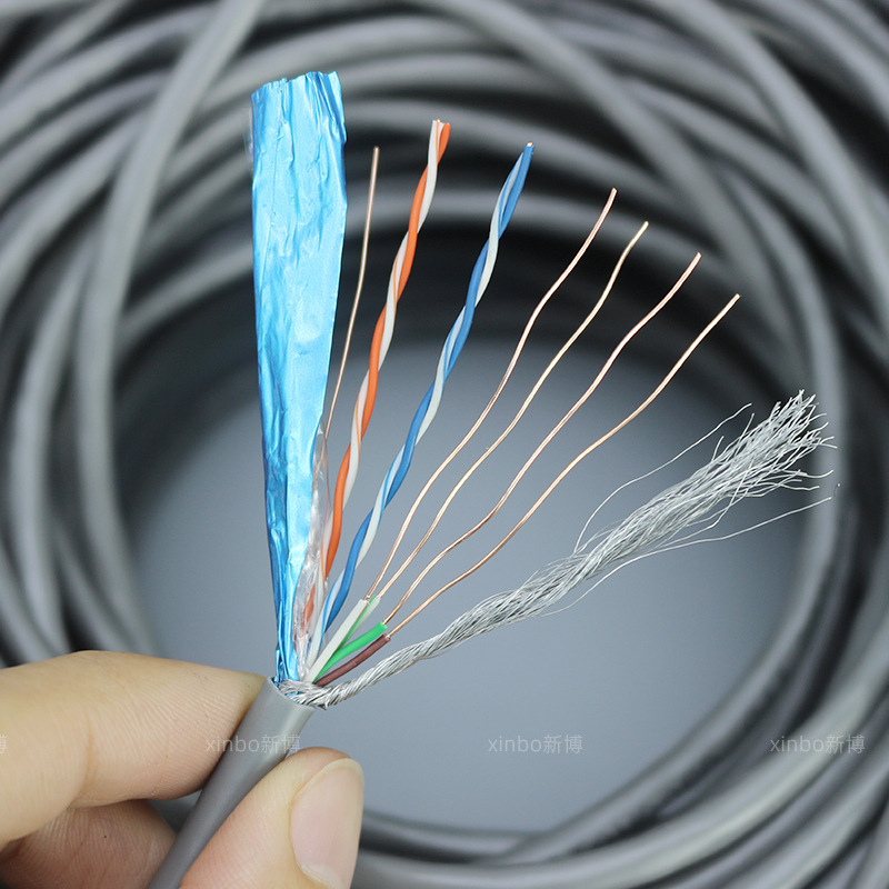 八芯超五类双屏蔽网线铜包铝sftp cat5e网络宽带屏蔽抗干扰双绞线