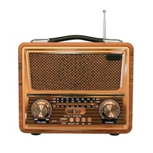 跨境热卖R-2055BT木质复古收音机全波段可插卡家庭音响蓝牙收音机