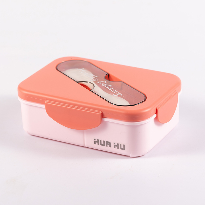 Student Minimalist Compartment Plastic Buckle Lunch Box Microwaveable Heating Office Worker Lunch Lunch Box Canteen Lunch Box