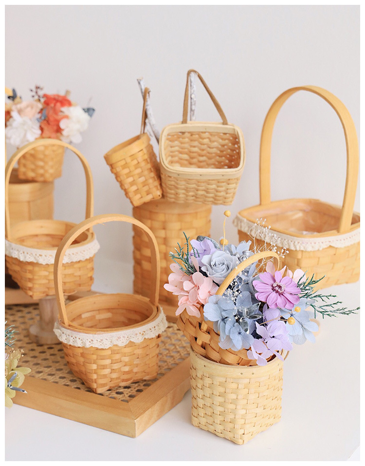 木条编织超迷你小花篮手掌花篮多肉小篮子