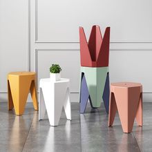家用塑料凳子可叠放北欧网红圆凳加厚胶凳简约现代餐桌椅子高板凳