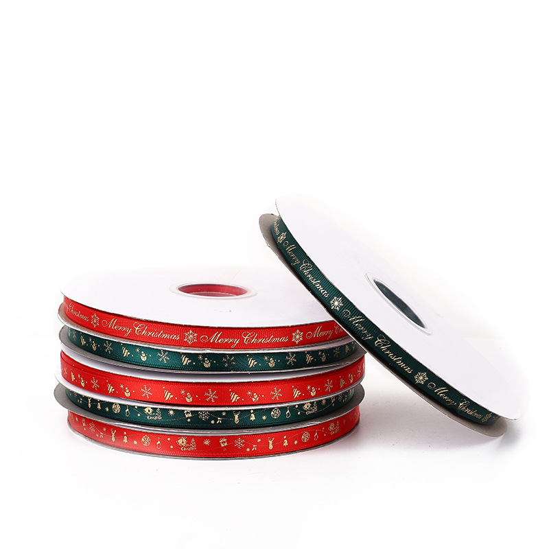 现货批发1cm圣诞节织带鲜花包装丝带 100码节日礼品装饰彩带缎带