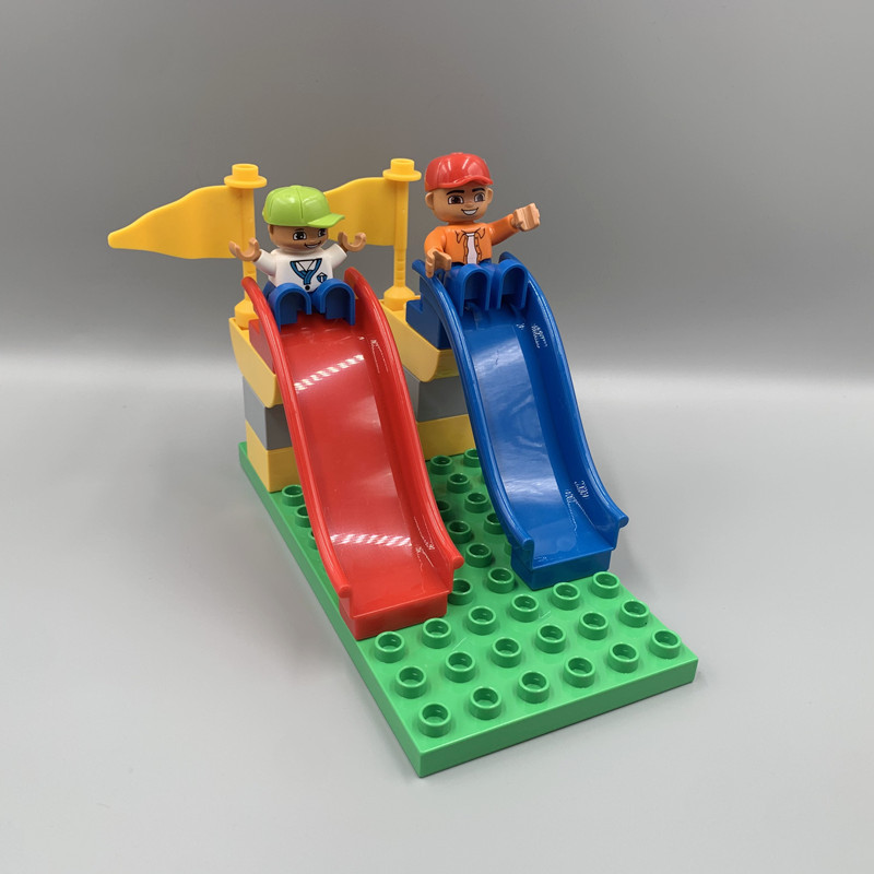 兼容乐高大颗粒积木散件旋转配件人偶马滑梯游乐园过家家儿童玩具