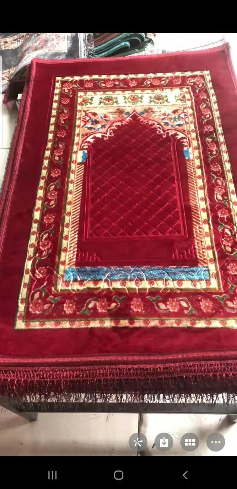 Factory Direct Sales Spot Goods Kneeling Blanket Printing Embossed Prayer Mat Thick Single Layer Non-Slip Band Tassel Edge Export Wholesale