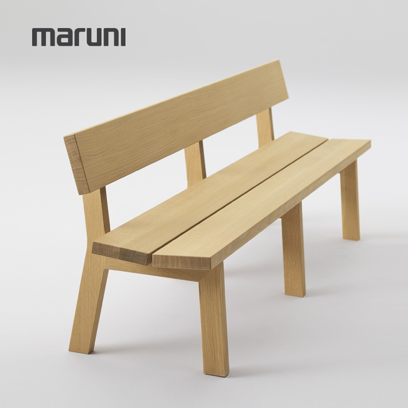 现货原装/日本maruni/北欧/botan原木实木靠背长椅长凳本色