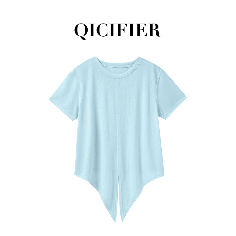 Qcfe Summer New Outdoor Running Sports Workout Blouse Short Sleeve Moisture Absorption Breathable Light Thin and Loose Top for Women