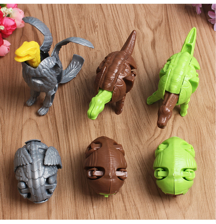 6款彩色变形恐龙蛋玩具动物变形扭蛋儿童益智玩具地摊夜市热卖