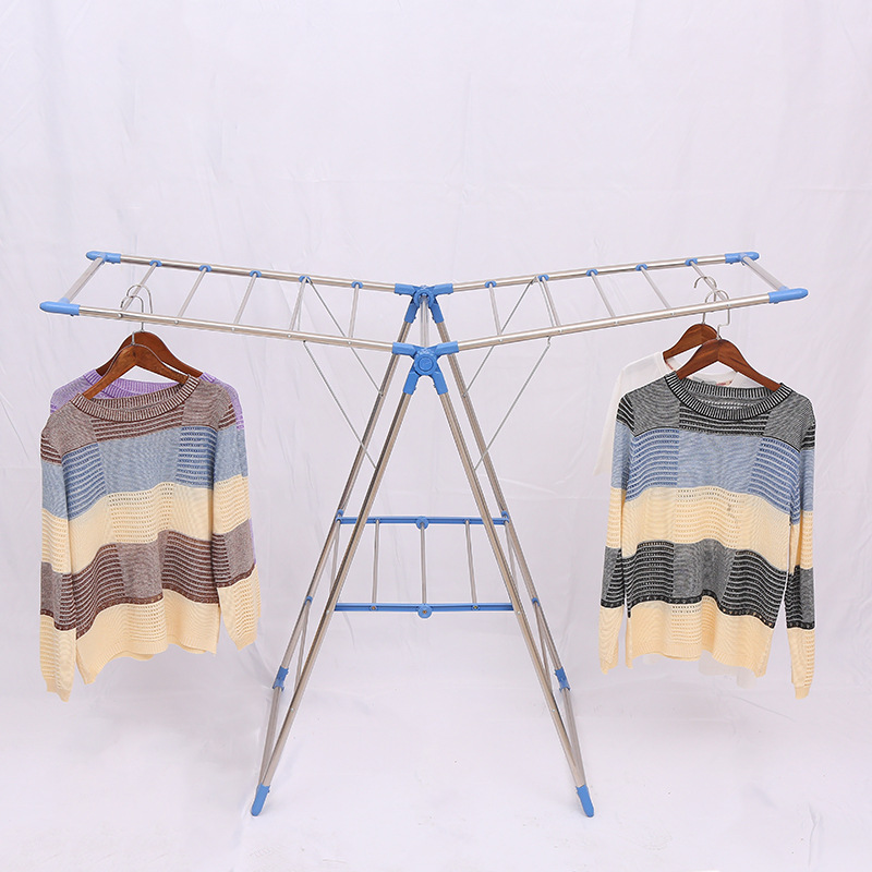 家用双杆晾衣架落地卧室小型凉挂衣架子简易宿舍室内折叠收纳晒-报价