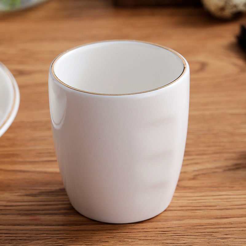 白瓷杯白陶瓷水杯6/10/15个装茶楼餐厅饭店茶杯酒杯酒店摆台logo