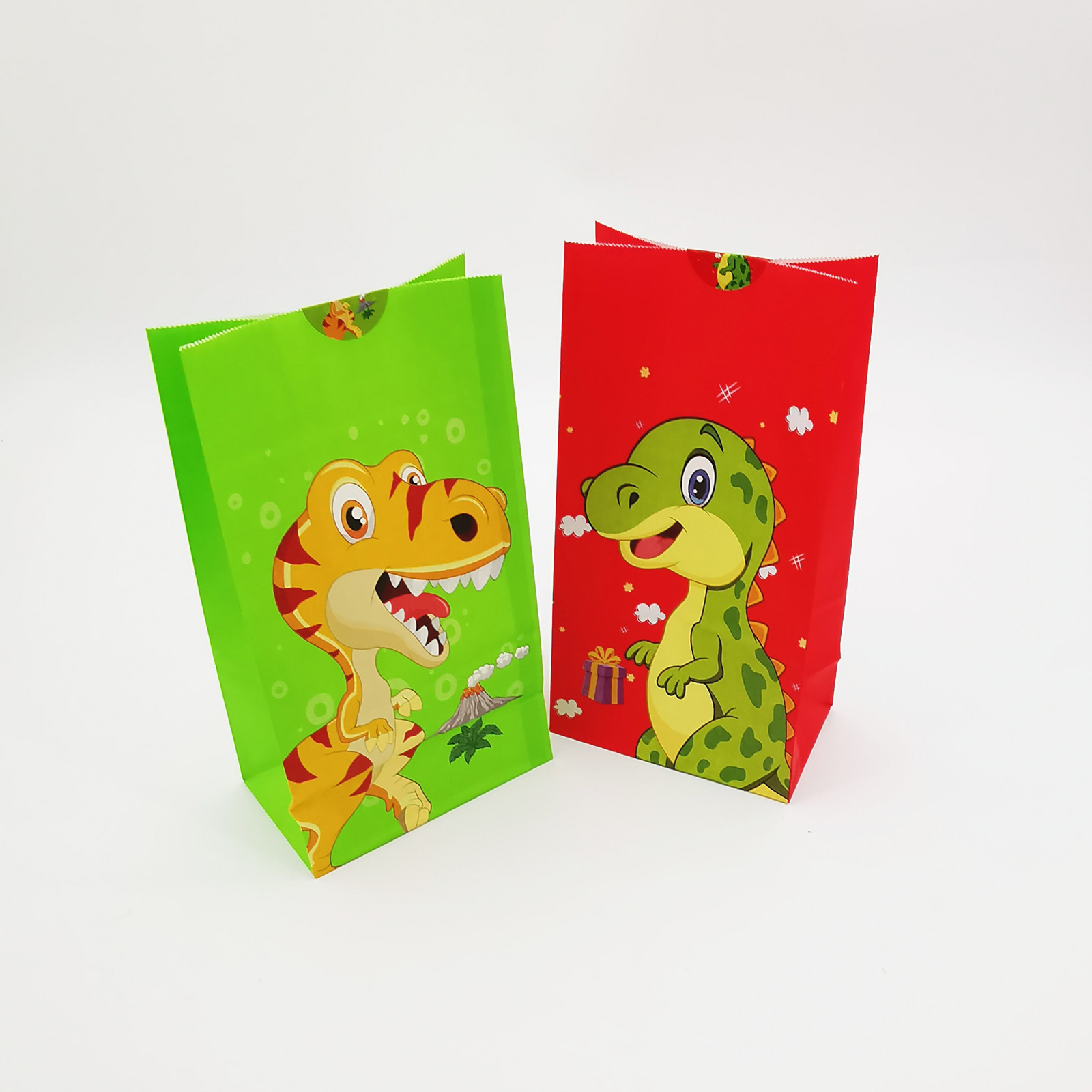 欧式个性动物卡通纸袋 恐龙系列宝宝庆生周岁礼物袋子配可爱贴纸