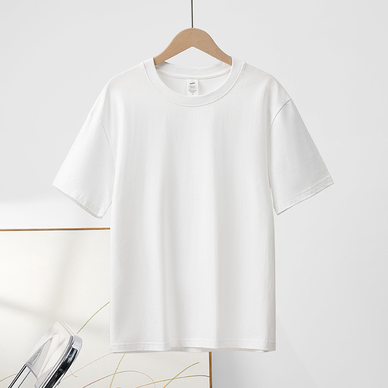 Japanese Style 230G Cotton Short-Sleeved T-shirt Women's Shoulder round Neck White T Loose Top Half Sleeve Wholesale Underwear Men