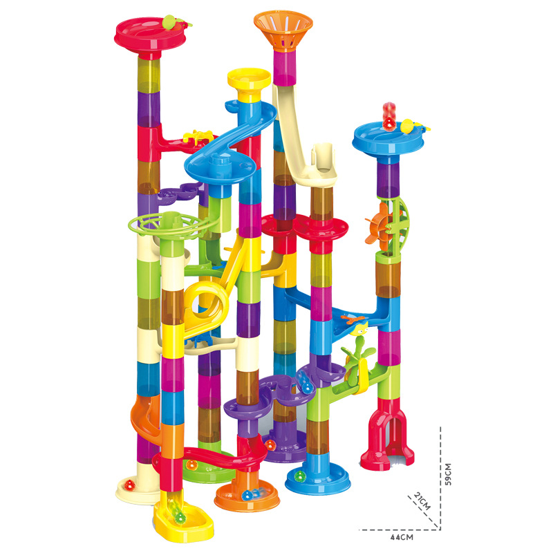 跨境105pcs轨道滚珠积木玩具套装批发 益智拼装积木儿童玩具礼物