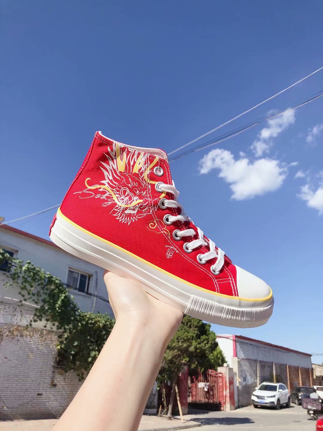 工农男女情侣款高帮帆布鞋中国龙刺绣图案1212 1107