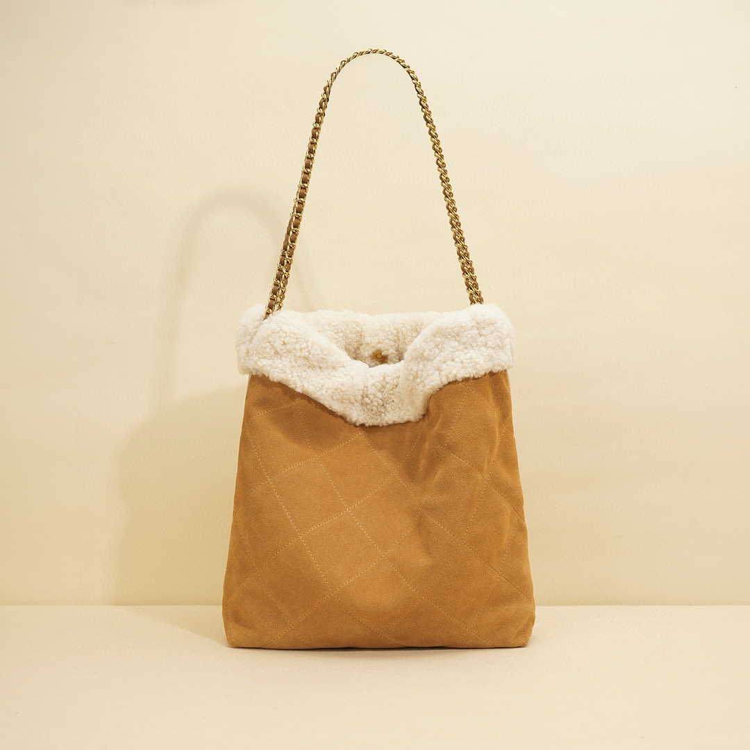 秋冬新款羊羔毛大容量托特包单肩斜挎磨砂真皮水桶包女-阿里巴巴