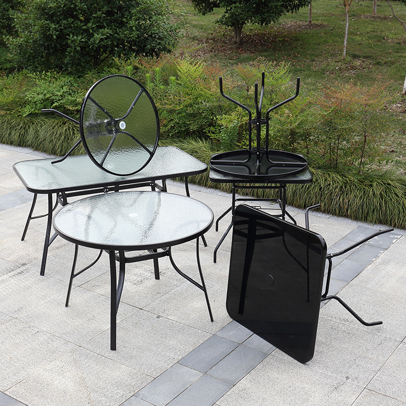 Outdoor Desk-Chair Rattan Chair with Umbrella Balcony Leisure Courtyard Iron Coffee Table Combination Rattan Outdoor Terrace Three Or Five-Piece Set