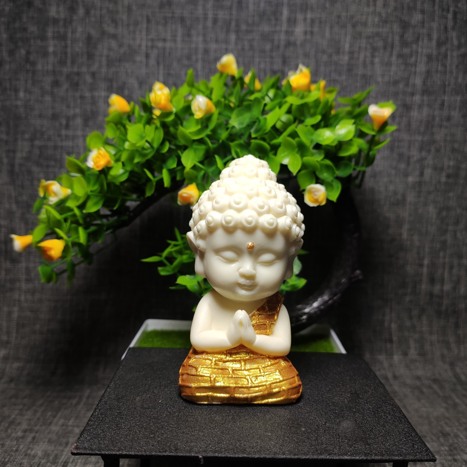 象牙果雕刻q版如来佛祖坐台客厅摆件莲花底座手把件佛像汽车家居