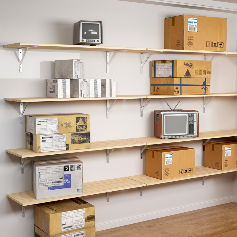 a524墙上置物架壁挂式储藏室挂墙货架墙柜小壁柜一字承重隔板悬空