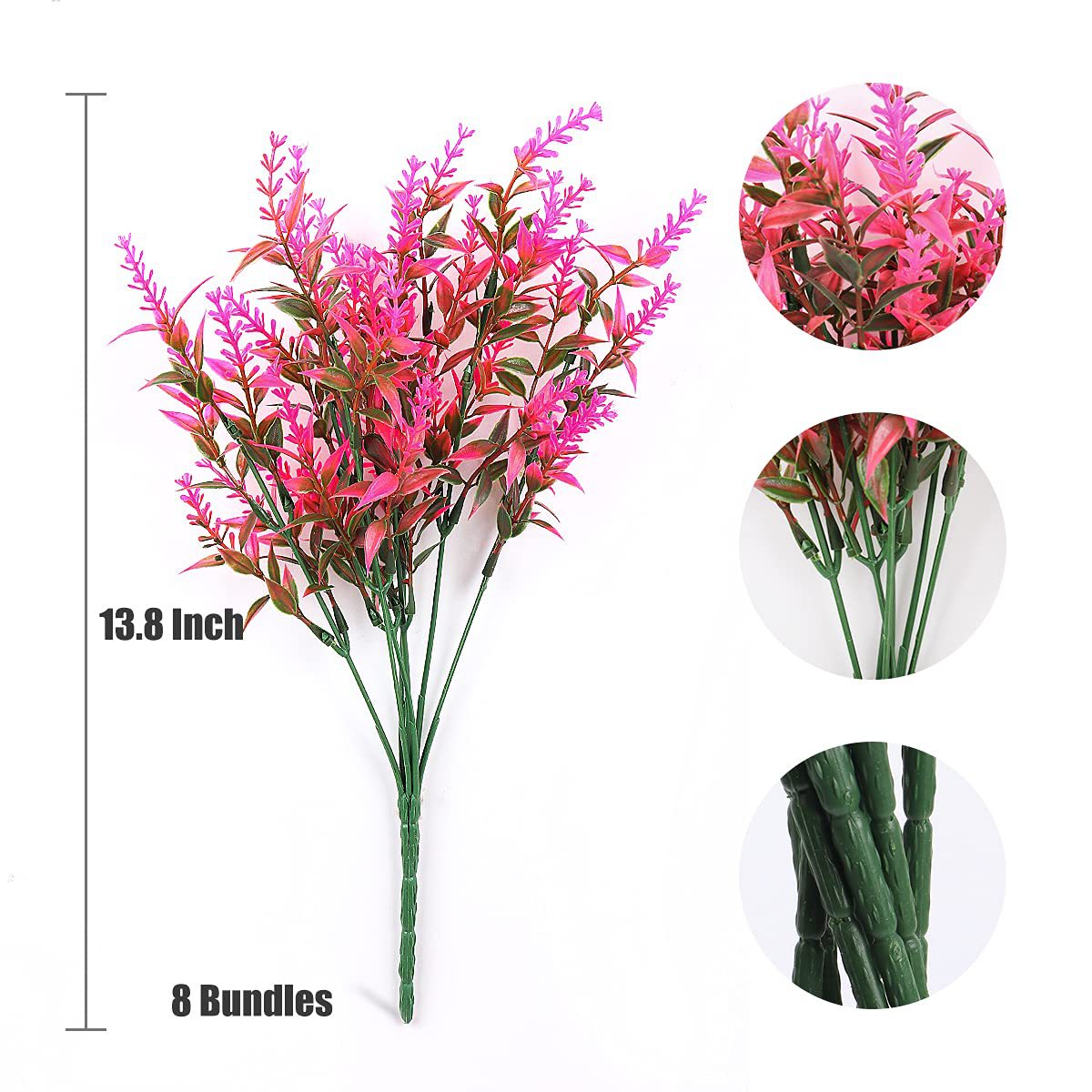 Amazon 8 Bunches of Artificial Lavender Flowers for Outdoor Decoration, UV Protection Bush House Office