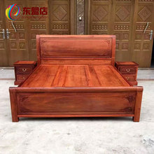 缅甸花梨素面大床1.8米大果紫檀中式古典双人床榫卯卧室实木家具