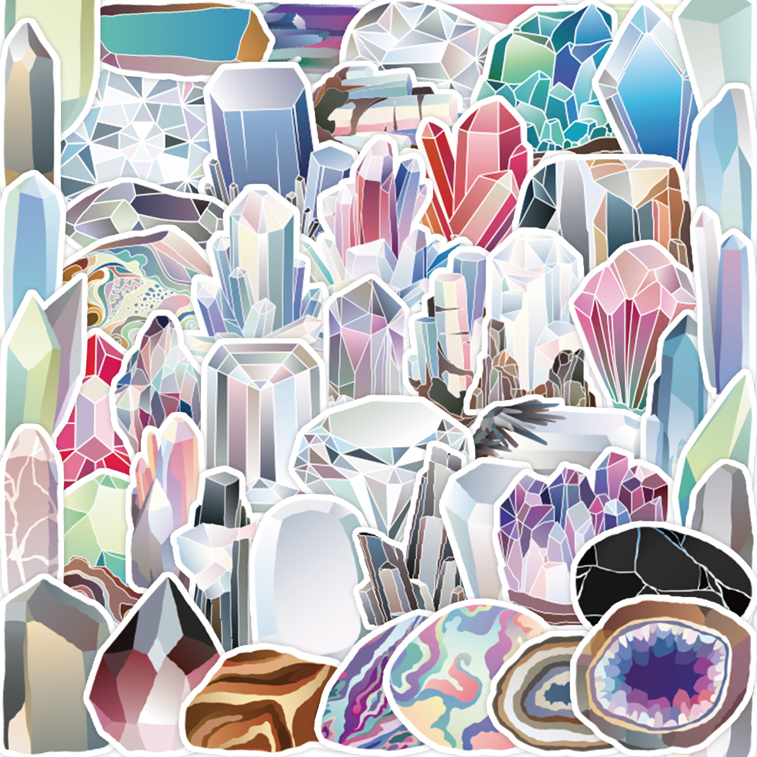 50张可爱宝石儿童贴纸手机水杯儿童房diy装饰贴画防水文具贴纸