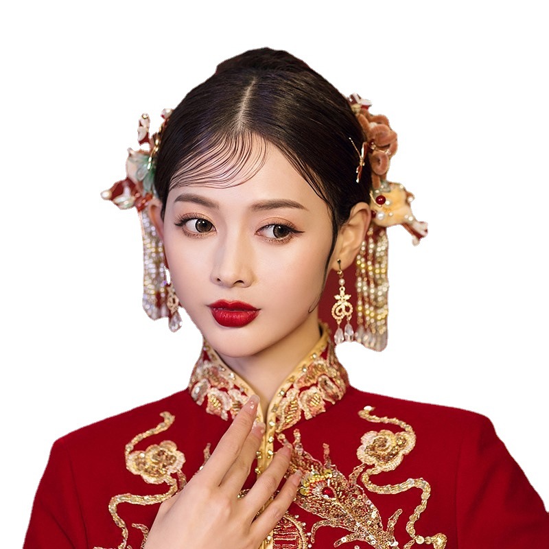 2022新款秀禾服头饰新娘中式大气凤冠奢华高端圆脸显脸小古装发饰