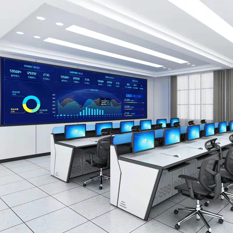 指挥中心控制台双联三联监控操作台安防中控室电脑监控台桌子