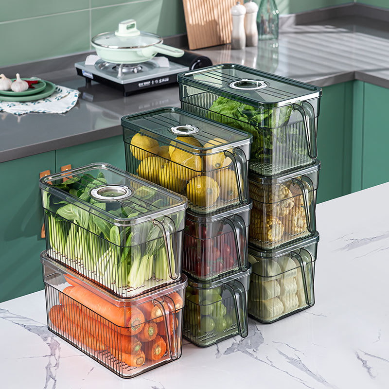 Kitchen Refrigerator Special Storage Box Pet Crisper with Handle Food Grade Organize Fantastic Transparent Storage Box