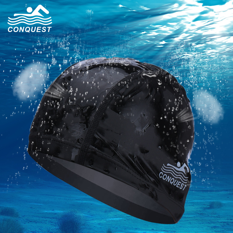 pu泳帽 不勒头透气舒适男女长发护耳防水pu涂层游泳帽子