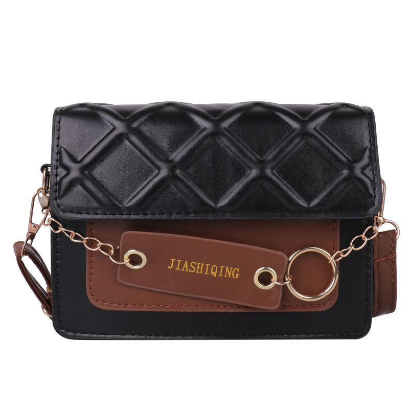 INS Style Western Style Contrast Color Small Square Bag Classic All-Match Shoulder Bag Western Style Messenger Bag 2022 New Small Chanel-Style Bag