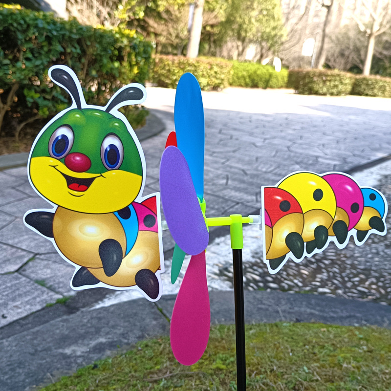 New Three-Dimensional Cartoon Windmill Colorful Plastic Color Traditional Square Stall Hot Sale Children's Toy Young Windmill