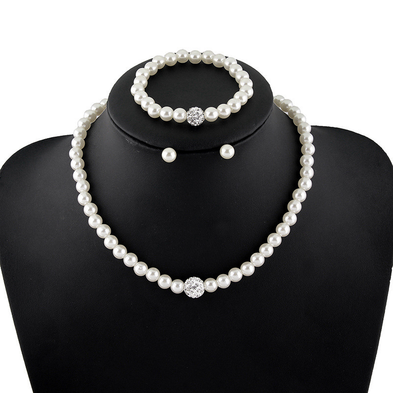 Pearl Necklace Matching New High-End Pearl Diamond Necklace Bracelet Earrings Set Aliexpress Hot Selling N4125