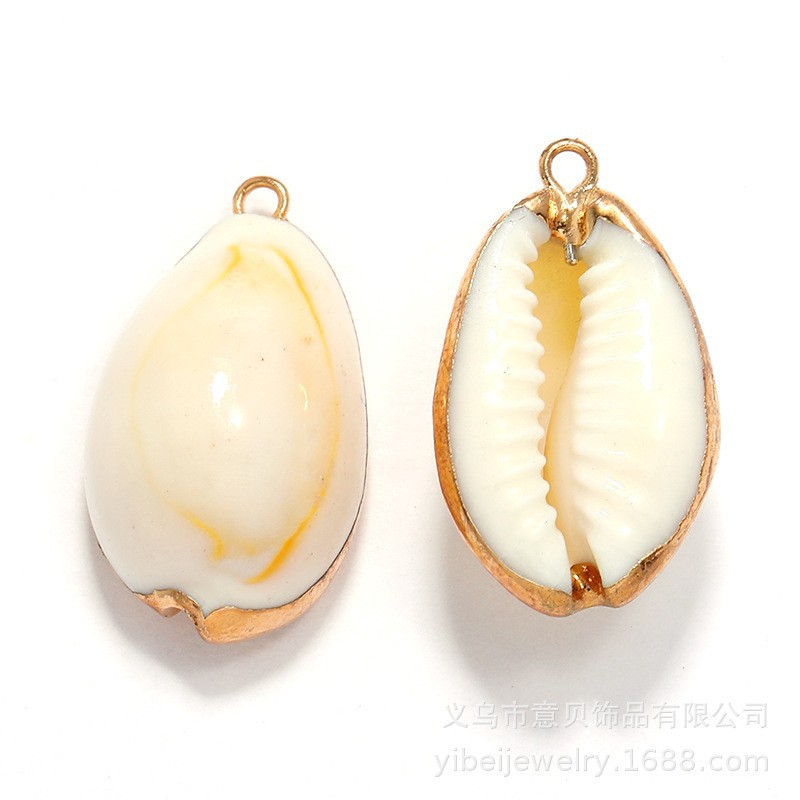 European and American Style Electroplated Shell Small Conch DIY Ornament Pendant Gold-Plated Edge Conch Golden Edge Shell