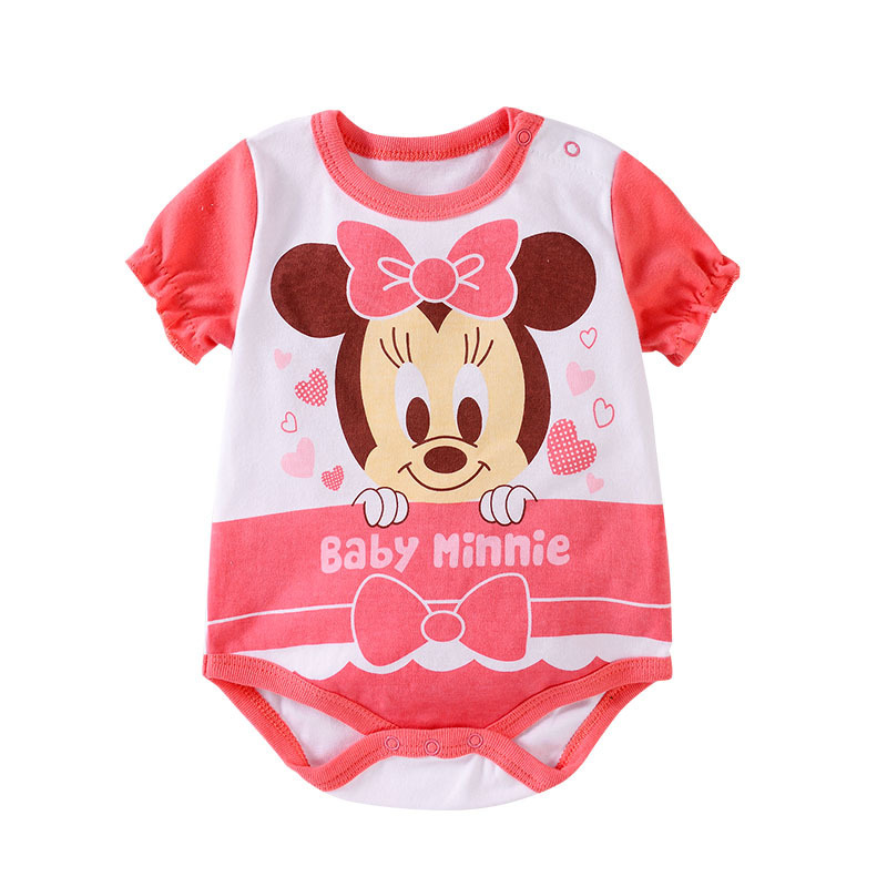 Summer Thin Cartoon Baby Clothes Cotton Short-Sleeved Triangle Sheath Jumpsuit Romper